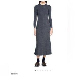 Sandro Women's Gray Long Sleeve knit dress